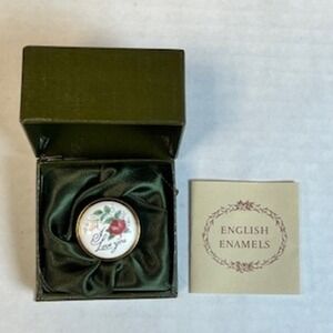 Crummles & Co Enamel Pill Box I Love You Rose Trinket Box Made in England